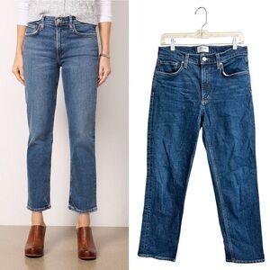 Agolde Kye Mid Rise Straight Crop Blue Jeans Size 28